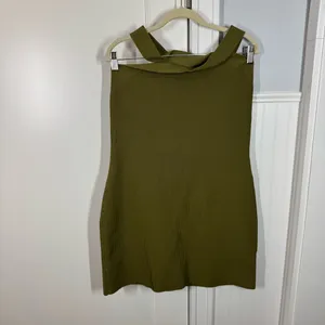 Aritzia Babaton‎ Fem Green Sculpt Knit Criss Cross Ribbed Halter Dress Size 2XL thumbnail 2