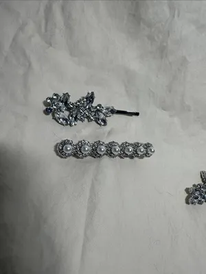 6 pc set Crystal Silver Hair Clip Set - Women's Accessories NWT thumbnail 2