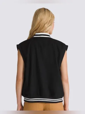 NEW Vans Piper Stadium Vest Black Wool Blend Varsity Bomber‎ Preppy Streetwear thumbnail 3