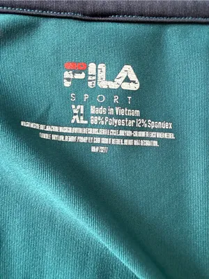 Fila Women's Teal Long-Sleeve V-Neck Performance Top with Patterned Side Panels thumbnail 2