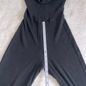 Reformation Ribbed Knit‎ Wide-Leg Jumpsuit Black XS thumbnail 8