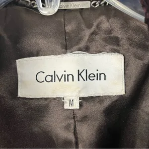 CALVIN KLEIN Burgundy Textured Lined Trench Coat Medium Fall Winter Neutral Cozy thumbnail 3