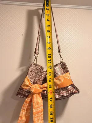 NWOT Free People Brown Bandana-Print Shoulder Bag with Orange Scarf Tie thumbnail 8
