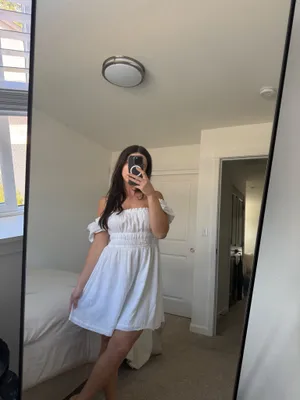 Bp off the shoulder smocked dress thumbnail 4