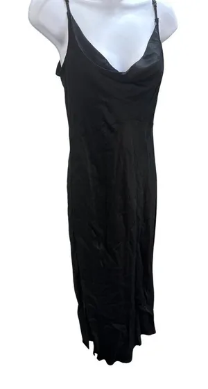 Black Cocktail Dress With Adjustable Straps & Cowl Neck Anthropologie Womens Siz thumbnail 1