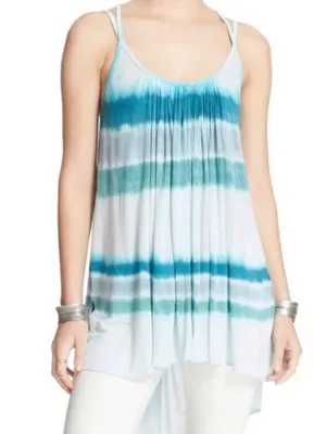 Free People We The Free + Teal and White Striped Swing Dress/Top thumbnail 4