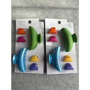 New Time And Tru Hair Claw Clip Lot of 2 Sets Colorful Retro Artsy Teacher Lg Sm thumbnail 2
