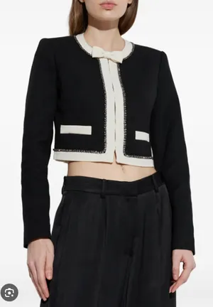 NWT NEW Loveshack Fancy Ralphette Embellished Bow Jacket 12 Black $595 thumbnail 1