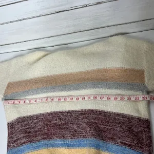 BiBi Fuzzy Eyelash Knit Stripe Cardigan Sweater Cream Open Front Size Large thumbnail 4