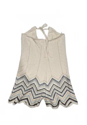 NWT American Eagle Beige Crochet Knit Halter Romper thumbnail 4