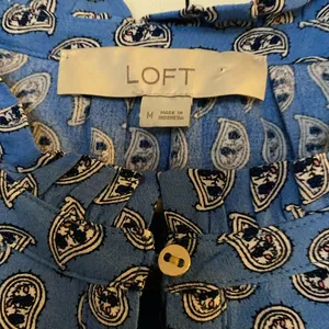 Loft Paisley Ruffle Button Blouse in Blue thumbnail 7