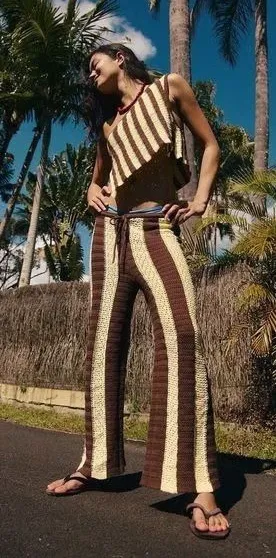NEW Women Free- est by Free People Joan Fauxchet 2 PCS Set Striped thumbnail 1