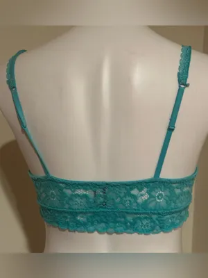 AERIE Turquoise Blue Floral Lace Padded Bralette Adjustable Straps Sz M thumbnail 3