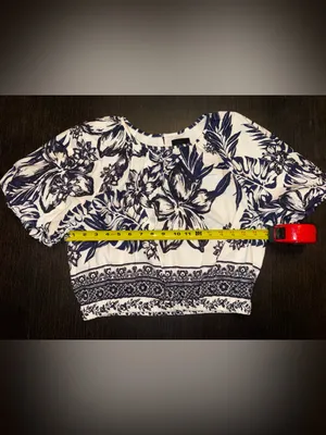 Alex Marie Cropped Linen Blend Batik Woven Bondi Blouse Resort Wear Size M thumbnail 3