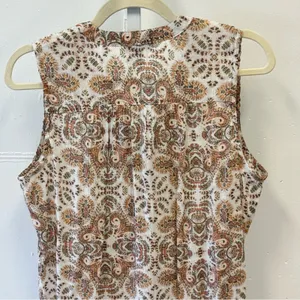 Artesia Boutique Sleeveless Boho Paisley Sleeveless Top Brown and Cream Medium‎ thumbnail 5
