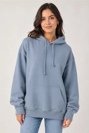 TNA Cozy Fleece Blue Boyfriend Fit Pullover Hoodie XS Oversized Streetwear thumbnail 1