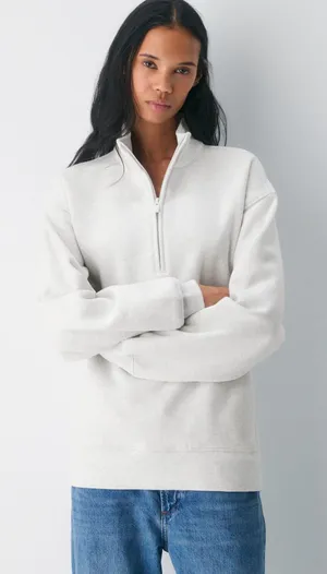 Aritzia Cozy Sweatfleece Boyfriend 1/2 Zip oversized sweatshirt size small NWT thumbnail 1
