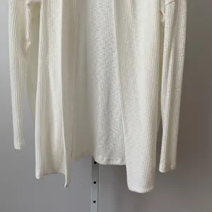 REVIR Rayon Blend Boho Relaxed Clean Coastal Dainty Ribbed Cardigan S/M White thumbnail 3