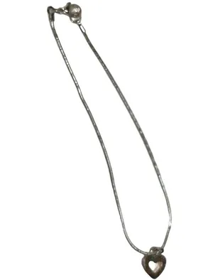 Sterling Silver Silver Heart Charm Bracelet With Thin Chain For Women A200 thumbnail 8