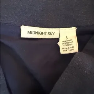 Midnight Sky Lace-Up Linen Blend Crop Top thumbnail 3
