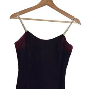 Vtg‎ Jessica McClintock ladies velvet purple dress beaded straps size 7/8 90s thumbnail 3