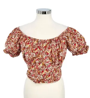 Sim & Sam Floral Off-Shoulder Puff Sleeve Crop Top Size XL thumbnail 1
