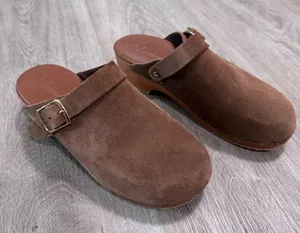 Anthropologie Suede Clog Shoes 36 Tan Brown Fall Autumn thumbnail 2