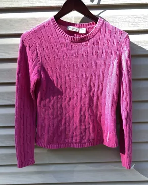 Polo Jeans Co‎ Ralph Lauren Sweater Womens M Medium Pink Cable Knit thumbnail 1