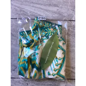Farm Rio Tropical Tapestry Sand Shorts Teal Yellow Ikat Print Linen Blend S NEW thumbnail 8