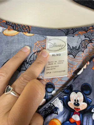 Disney Vampire Mickey Halloween Scrub Top XL Drawstring Waist Three Pocket thumbnail 3