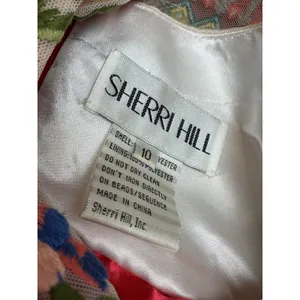 Sherri Hill Red Floral Embroidered Beaded Chiffon A-Line‎ Evening Gown Dress 10 thumbnail 6