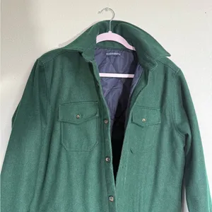 Brandy Melville Forest Green Quilted Shacket Jacket OS Oversized Button Front thumbnail 6