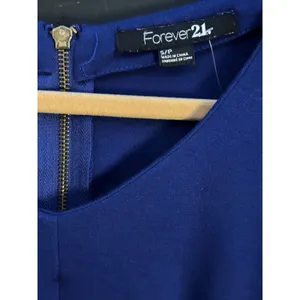 Forever‎ 21 Royal Blue Cap Sleeve Sheath Dress Gold Zip Pockets Size S thumbnail 7