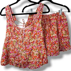 Free People NWOT Spring Blossom Combo Ellia Floral Printed 2 Piece Skort Set XS thumbnail 5