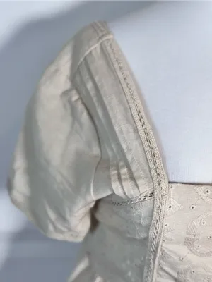 Midnight sky Cream Linen Blend Eyelet Peplum Top S Square Neck Cottagecore Coquette Prairie thumbnail 3