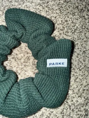 PARKE Forest Green Waffle Knit Hair Scrunchie thumbnail 2