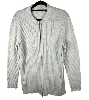 Soft Surroundings Vieux Carre Sweater Zipper Cardigan Womens Sz L Pockets‎ Gray thumbnail 1