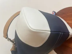 Coach Hadley Navy Tan Trim and White Accents added scarf for flair thumbnail 7