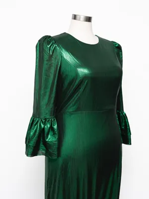 Pomander Place - Emerald Crinkle Lurex Lillith Maxi Dress thumbnail 8