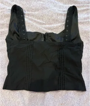 Parthea Black Corset Tank Top Size M thumbnail 3