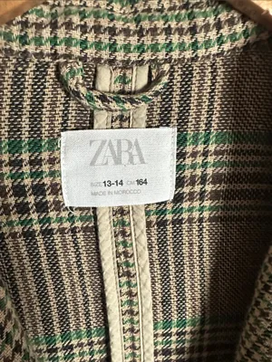 Vintage Zara Houndstooth Single Button Blazer Crop Academia Collegiate Business thumbnail 5