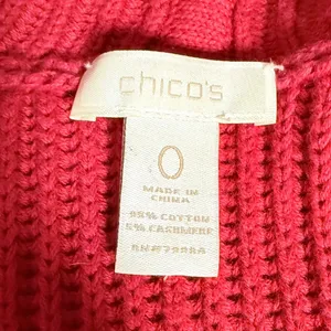 Chico's Size 0 - US 4/Small Red Sleeveless Open Front Long Cardigan Vest Cotton thumbnail 5