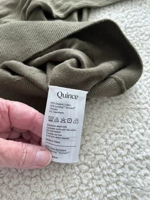 Quince Lightweight Cotton Cashmere Crew Neck Long Sleeve Sweater Olive Size M thumbnail 13