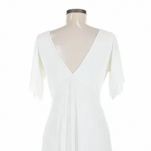 Ten Tomorrow Ivory Kori Pleated Maxi Dress Deep V Neck XS Coastal Minimalist thumbnail 10
