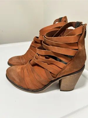 Free People Hybrid Strappy Leather Booties Terracotta Tan Size 9 - 9.5 US 40 EU thumbnail 4
