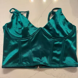 ForeFair NWOT Emerald Green Satin Bustier Corset Top – Women’s Size XS thumbnail 1