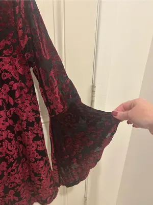 Women's Red Velvet Burnout Floral Dress thumbnail 3