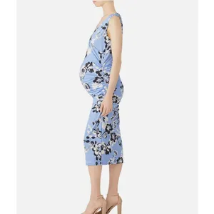 NEW Yumi Kim Maternity XL Hold Tight Dress Wonderful Life Blue‎ Floral Stretchy thumbnail 15