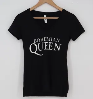 Next Level T Shirt Womens S Ideal T Black Bohemian Queen Graphic V-Neck Exc thumbnail 1