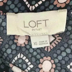 Ann Taylor LOFT Geometric Floral Shirt Dress Pink Gray Long Sleeve Women’s XS/S thumbnail 7